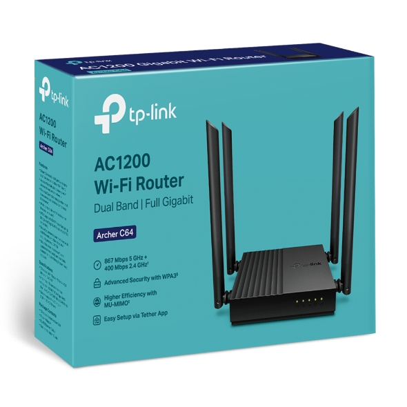 TP-Link -Archer C64 | AC1200 Wireless MU-MIMO WiFi Router 