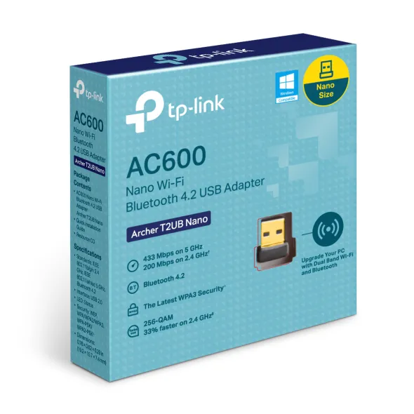 Tp-Link -Archer T2U Nanco | AC600 Nano Wireless USB Adapter 