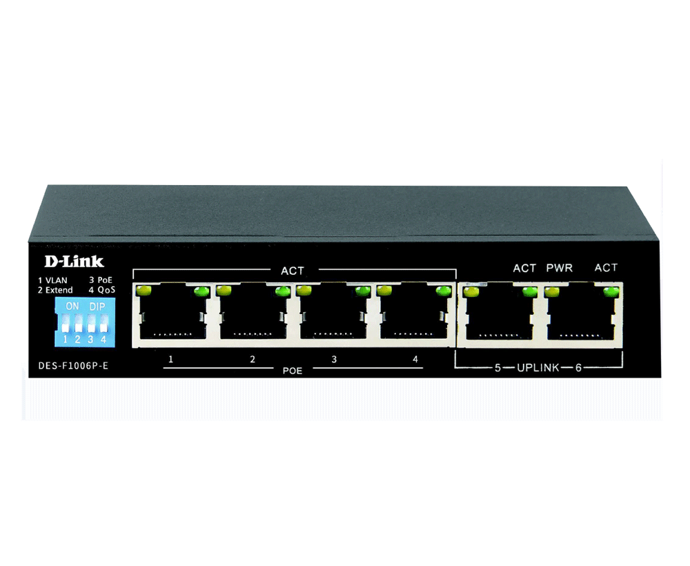 D-Link DES-F1006P-E 6-Port Long Range PoE+ Switch